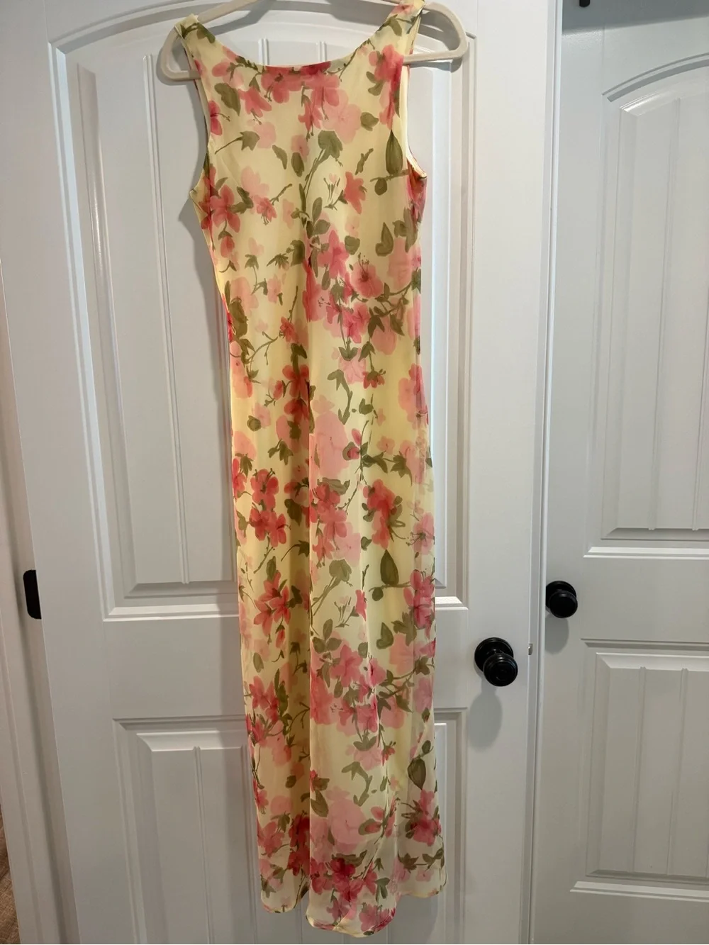 My Michelle Yellow Maxi Dress with Pink Floral Print
